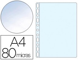 10 fundas multitaladro Q-Connect A4 polipropileno 80µ cristal
